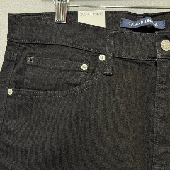 NEW Calvin Klein Jeans Men's 34x30 Straight Fit Blk Denim NWT Stretch Streetwear - Picture 3 of 10